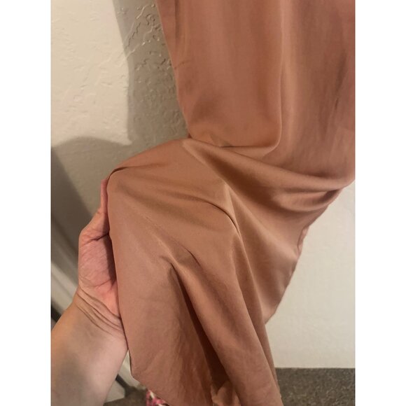 NWT Leith Champagne Bronze T strap V neck Silky Mini Cocktail Dress - Picture 6 of 11